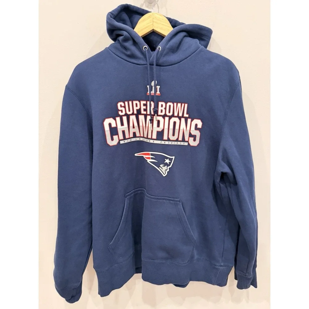 Nike NFL New England Patriots Superbowl Champions LI Pullover Hoodie Sz‎ XL Blue